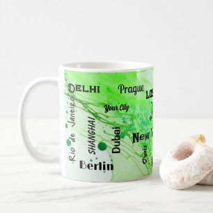 Taza De Café giratoria de mármol verde de primavera neón Mega c