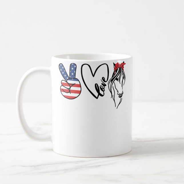Taza De Café Girl Cowgirls Americana Peace Love Horses Horse Ri (Izquierda)