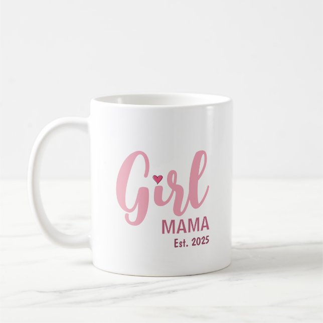 Taza De Café Girl Mama Est. Personalized Gift (Izquierda)