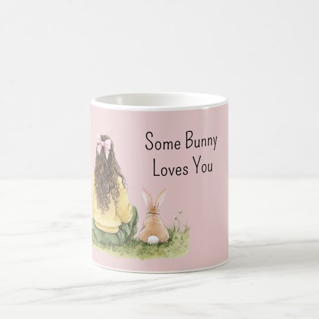 Taza De Café Girl Pink Bow Some Bunny Loves You (Centro)