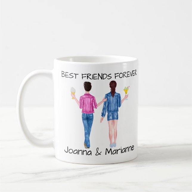 Taza De Café Girlfriend Best Friends Brunette Personalizado Wat (Izquierda)