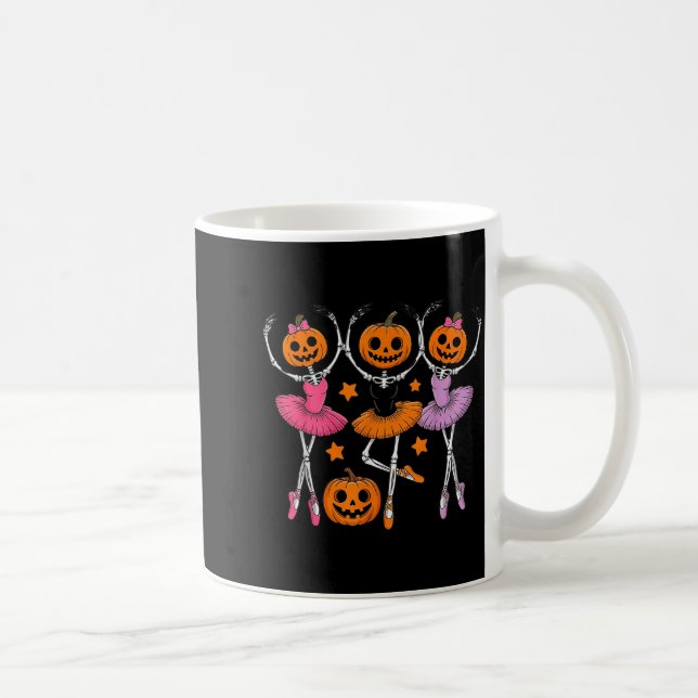 Taza De Café Girls Halloween Ballet Skeleton Pumpkin Girls Skel (Derecha)