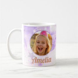 Taza De Café Girls Purple Bubbles Photo Name Birthday