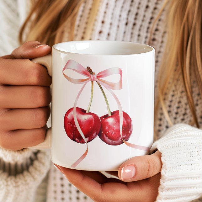 Taza De Café Girly Coquette Cherry (Subido por el creador)
