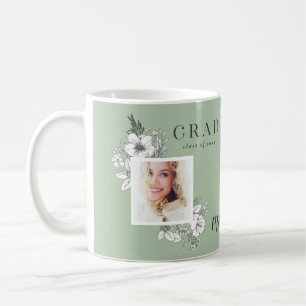 Taza De Café Girly multifoto floral elegante fiesta de graduaci