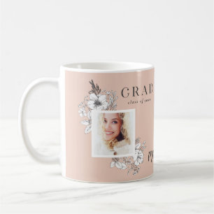 Taza De Café Girly multifoto floral elegante fiesta de graduaci