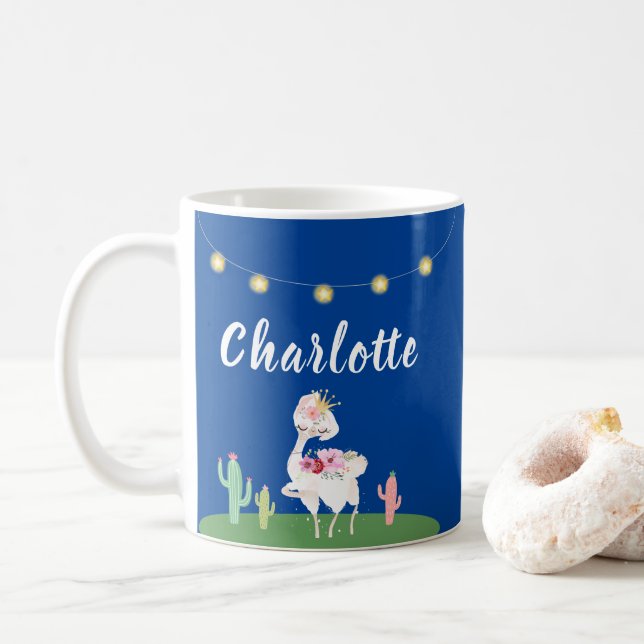 Taza De Café Girly Princess Llama Floral Cactus Kids (Con donut)