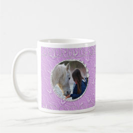 Taza De Café Girly Purple Faux Sparkly Dos Fotos Acento Del Cor