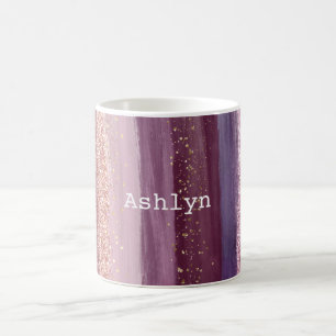 Taza De Café Girly Purple Pink Glitzy Purpurina