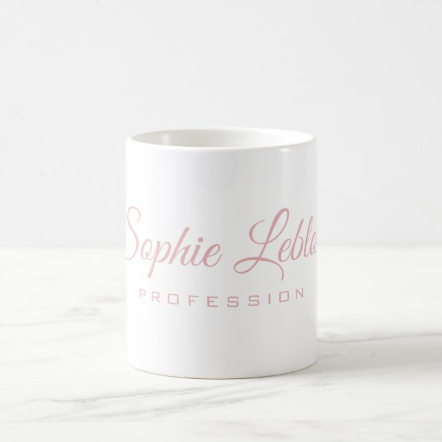 Taza De Café Girly Rubor Pink Typography White (Centro)