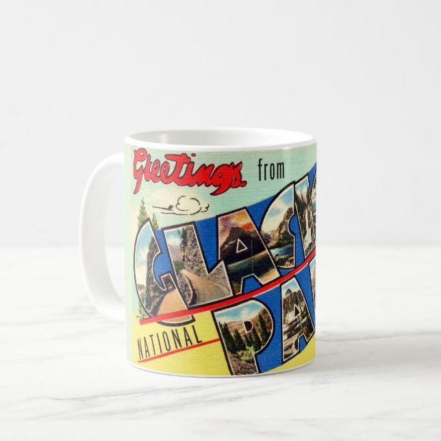 Taza De Café Glacier Park Greetings Postcard (Anverso izquierdo)