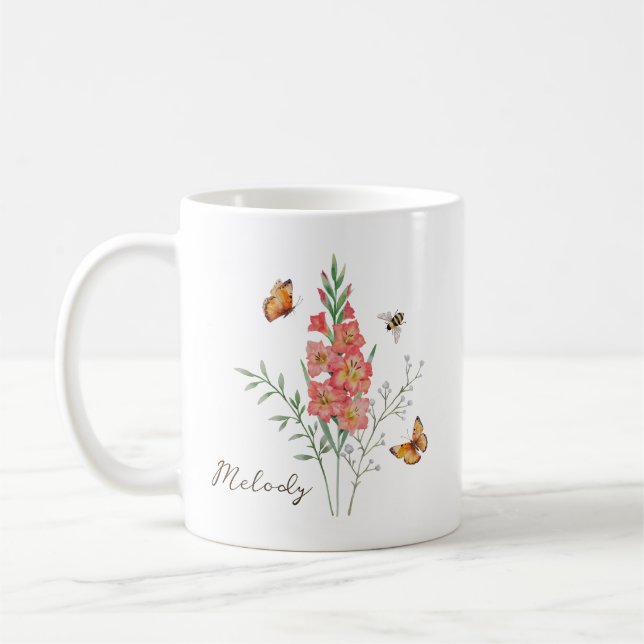 Taza De Café Gladiolus Birth Month Flower (Izquierda)
