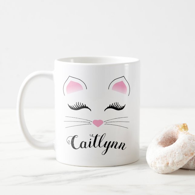 Taza De Café Glam Cat Face (Con donut)