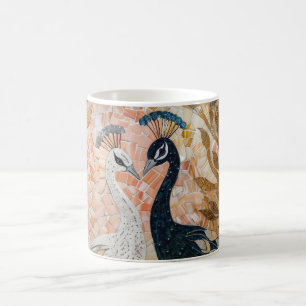 Taza De Café Glam de oro de Peacocks de bonito
