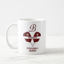 Taza De Café Glam Glit Pickleball Queen Paddles Floral Inicial