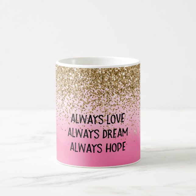 Taza De Café Glam Glitzy de oro Purpurina de espuma Girly rosad (Centro)