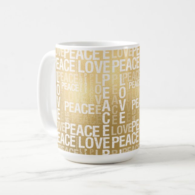 Taza De Café Glam Gold Peace Love (Anverso izquierdo)