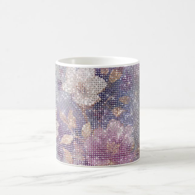 Taza De Café Glam Gold Purple Floral Sparkle (Centro)