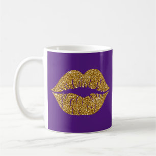Taza De Café Glam Gold Purpurina Lija a la moda Sparkle Purple