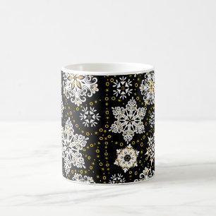 Taza De Café Glam Golden Snowflakes