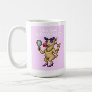 Taza De Café Glam Llama - Fabuloso de cabeza a cabeza