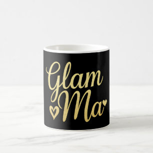Taza De Café Glam Ma Corazón Dorado Mamá Abuela Día de la Madre
