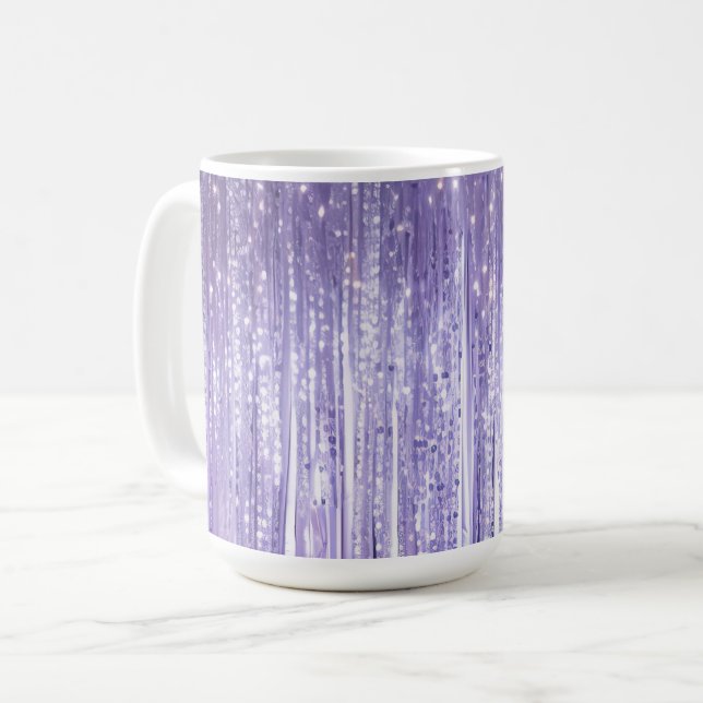 Taza De Café Glam Purple Lavender Tinsel Stripes Navidades (Anverso izquierdo)