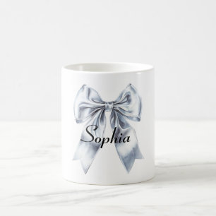Taza De Café Glam Silver Bow