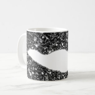 Taza De Café Glam Silver de lujo negro de mármol agate