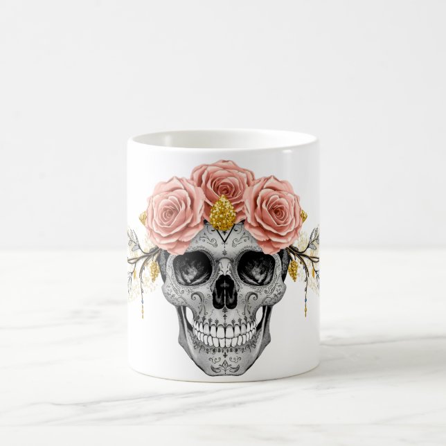 Taza De Café Glam Skull Mug | Elegant Gothic Halloween Cup (Centro)