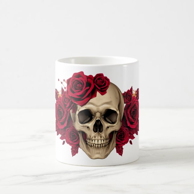 Taza De Café Glam Skull Mug | Elegant Gothic Halloween Cup (Centro)