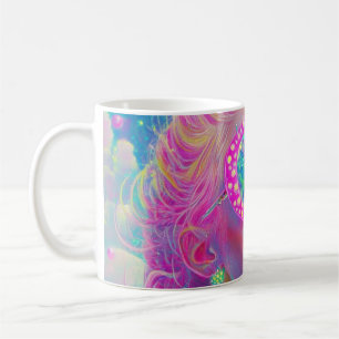 Taza De Café Glamorosa mujer neón con gafas de espuma