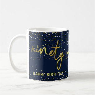 Taza De Café Glamorosa Oro de la Marina de los 90 Años