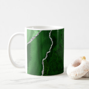 Taza De Café Glamorosa Purpurina plateado de Moda verde de már
