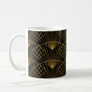 Taza De Café Glamour art déco: ventilador dorado.