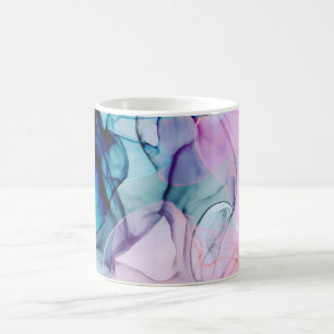 Taza De Café Glamour Moderno Etéreo Rosa Purpura Tinta Azul Ver