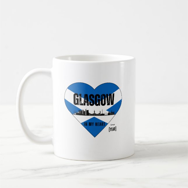 Taza De Café Glasgow Escocia Skyline Heart - Desde [Año] (Izquierda)