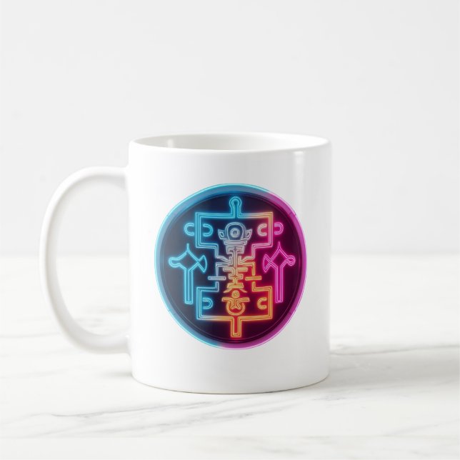 Taza De Café Glifos brillantes - Símbolos antiguos (Izquierda)