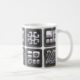Taza De Café Glifos mayas - Negro y Plata