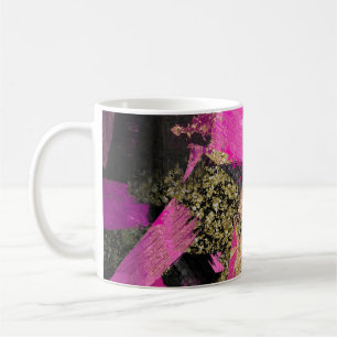Taza De Café Glitter Dorado Negro Rosa Moderno Cepillo Glam Gru