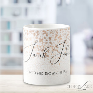 Taza De Café Glitter Dorado Personalizado Soy El Jefe