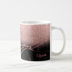 Taza De Café Glitter Rosa Dorado Genial, Mármol - Personalizado