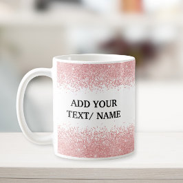 Taza De Café Glitter Rosa Oro Personalizado - Nombre Personaliz