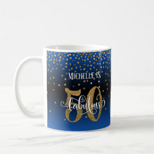 Taza De Café Glitter & Script 50 & Fabuloso, Ombre Azul Negro