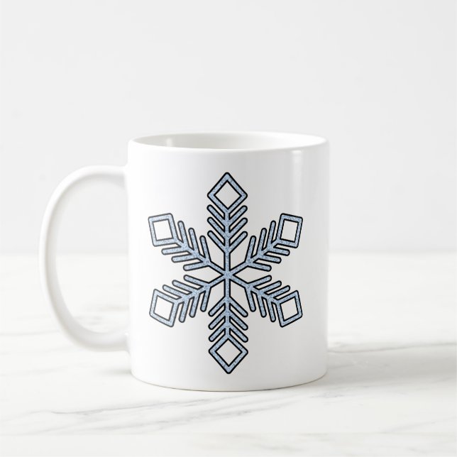 Taza De Café Glitter Snowflake - Baby Blue Branches (Izquierda)