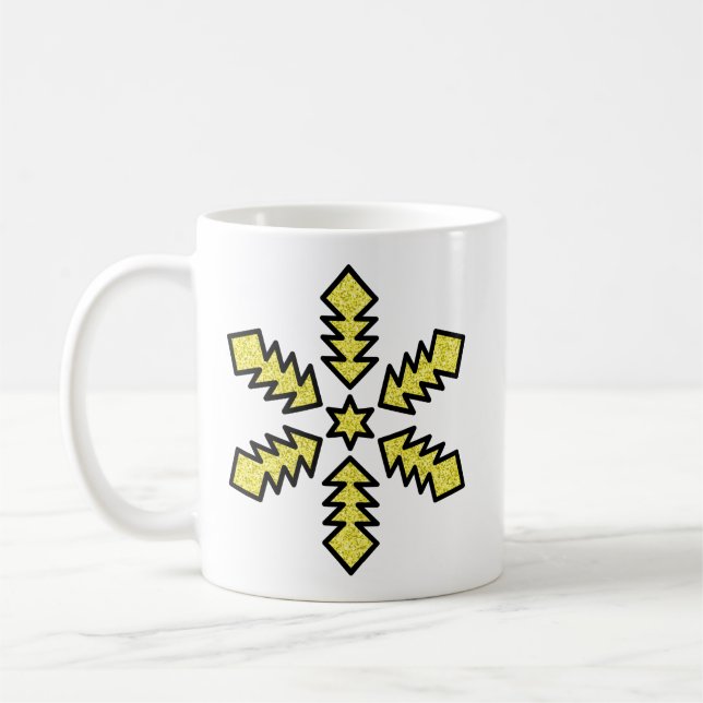 Taza De Café Glitter Snowflake - Yellow Star (Izquierda)