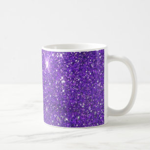 Taza De Café Glitz chispeante del purpurina de la púrpura de