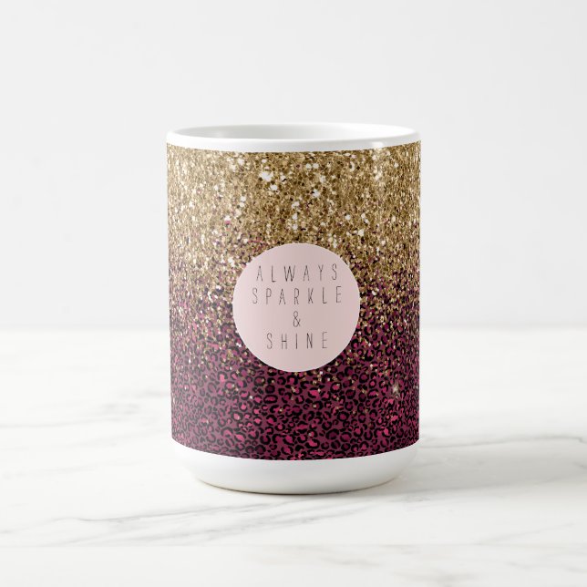 Taza De Café Glitz de impresión de leopardo rosa (Centro)