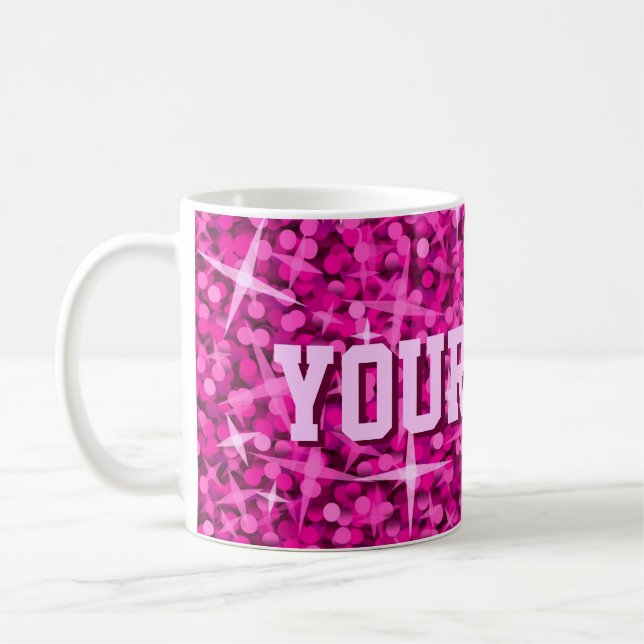 Taza De Café Glitz Pink print mug 'tu texto' (Izquierda)