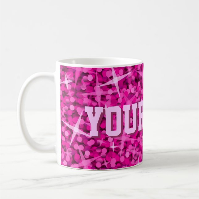 Taza De Café Glitz Pink print mug 'tu texto' (Izquierda)